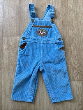 OshKosh B'gosh Light Blue Corduroy Overalls with Brown Trim